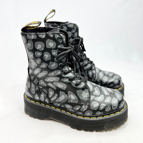 Dr. Martens Black Leopard Jadon Boots 7/38 - Picture 1 of 11